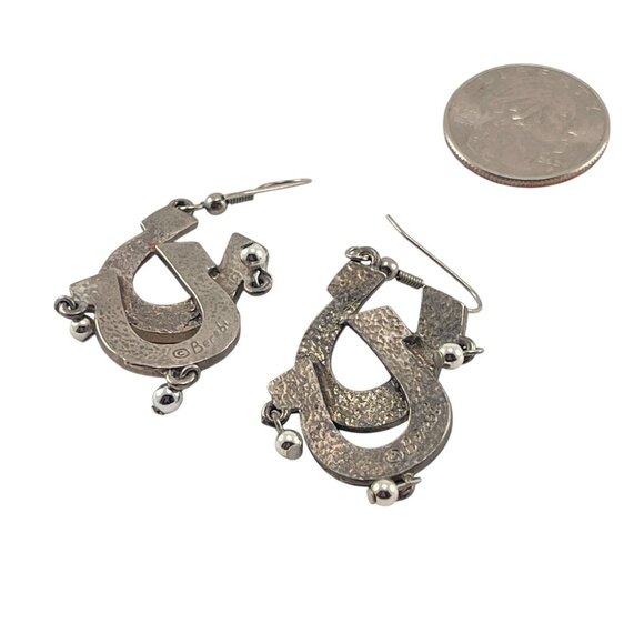 Barse Horse Shoe Dangle Earrings By Barse In Silver & Blue - Picture 8 of 10